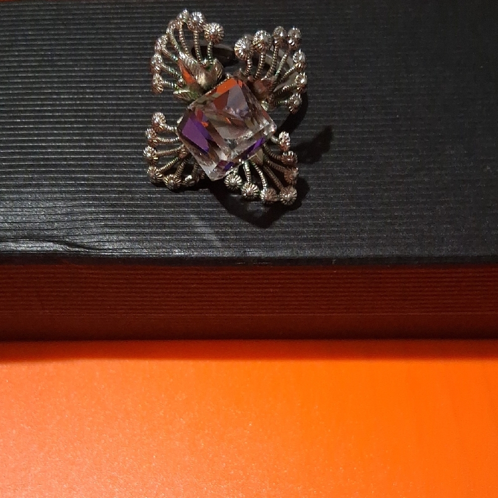 Elegant Silver and Purple Women's Ring